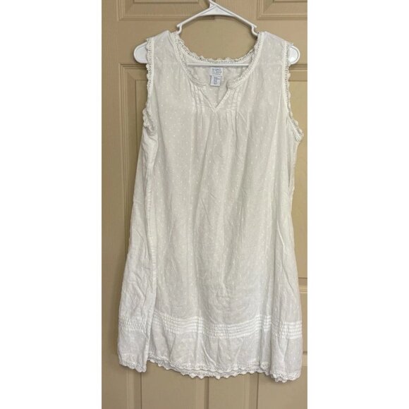 Sigred Olsen Cotton Night Gown White Size 1X Crochet Edge Trim - Picture 3 of 5